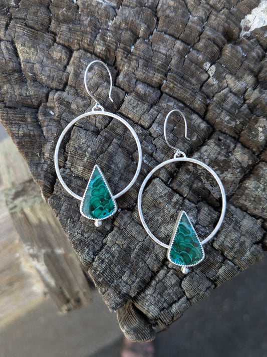 Malachite Hoop Earrings