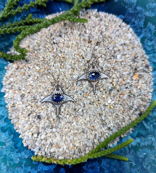 Manta Ray Earrings with Kyanite