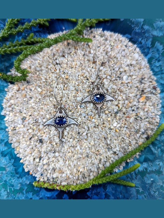 Manta Ray Earrings with Kyanite