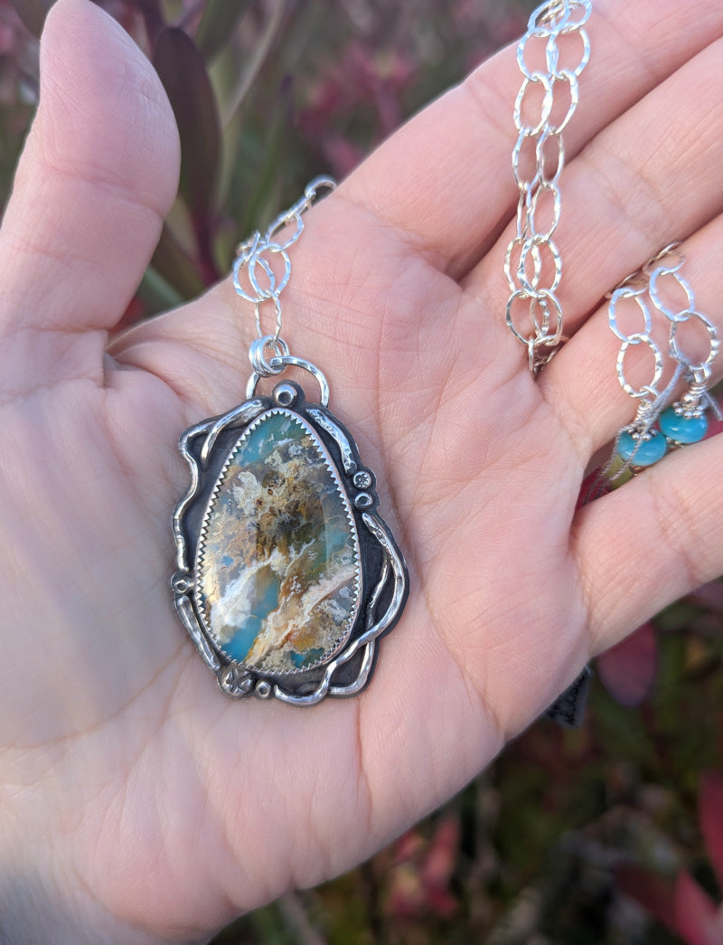 Plume Agate Sea Kelp Necklace