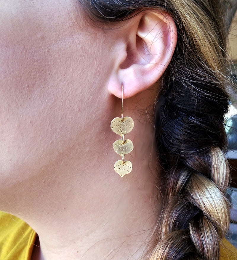 Brass Seagrape Leaf Earrings