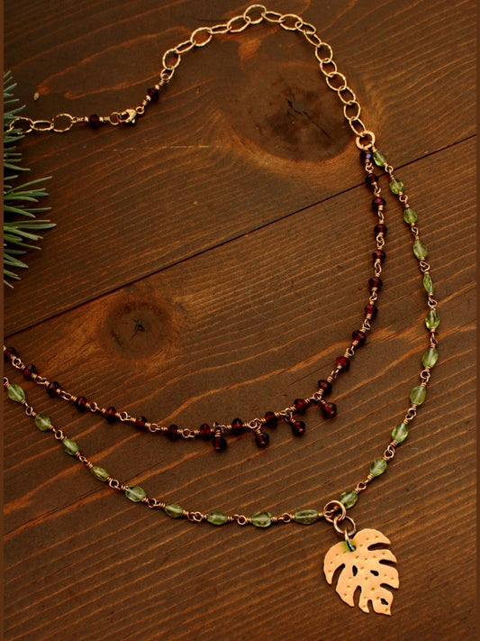 Brass Monstera Necklace