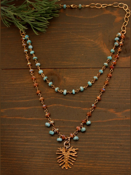 Brass Philodendron Necklace
