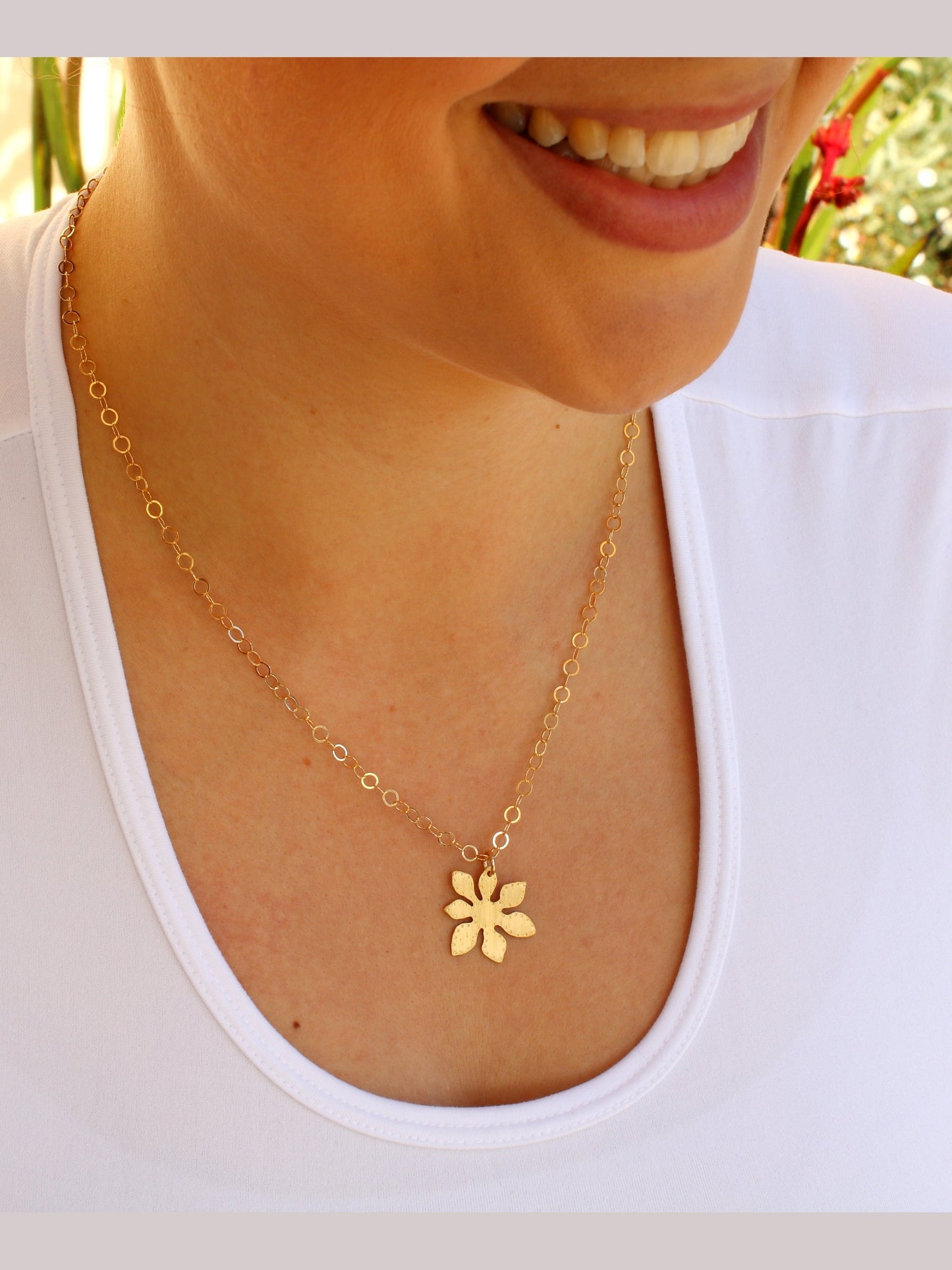 Brass Fortune Leaf Pendant Necklace