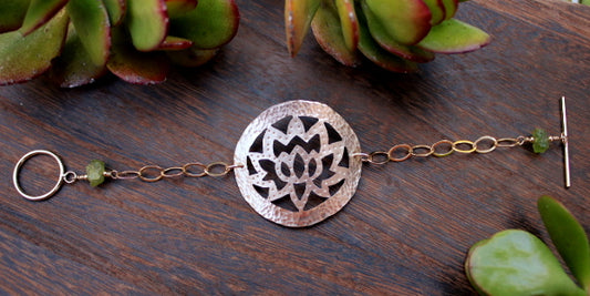 Brass Lotus Leaf Chain Bracelet
