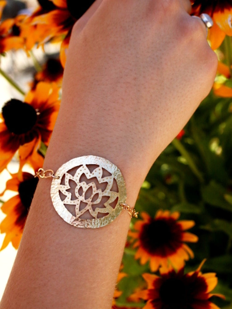 Brass Lotus Leaf Chain Bracelet
