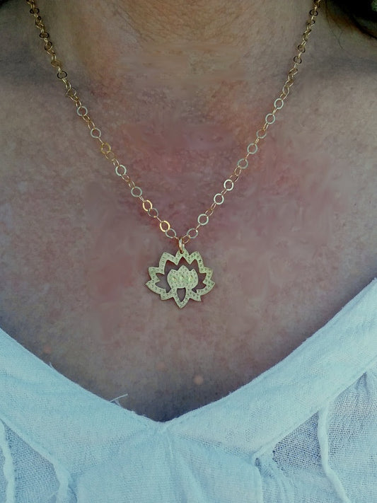 Brass Lotus Flower Pendant Necklace