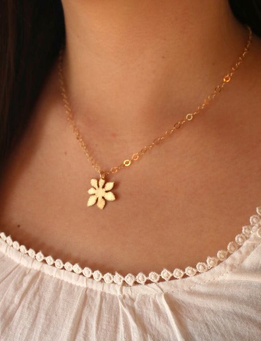 Brass Fortune Leaf Pendant Necklace