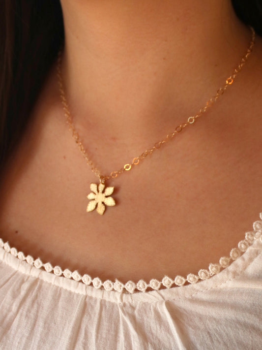Brass Fortune Leaf Pendant Necklace