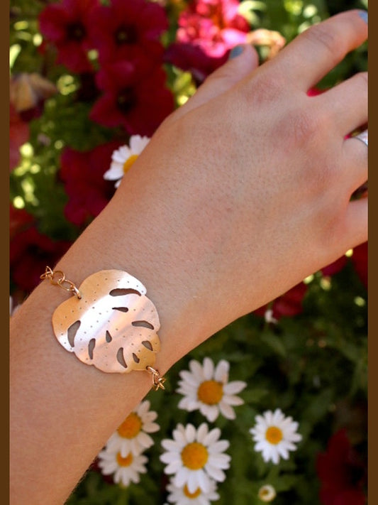 Brass Monstera Leaf Chain Bracelet
