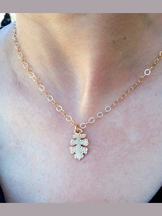 Brass Oak Leaf Pendant Necklace