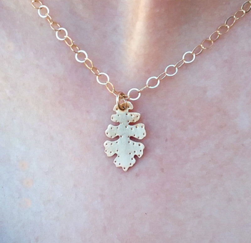 Brass Oak Leaf Pendant Necklace