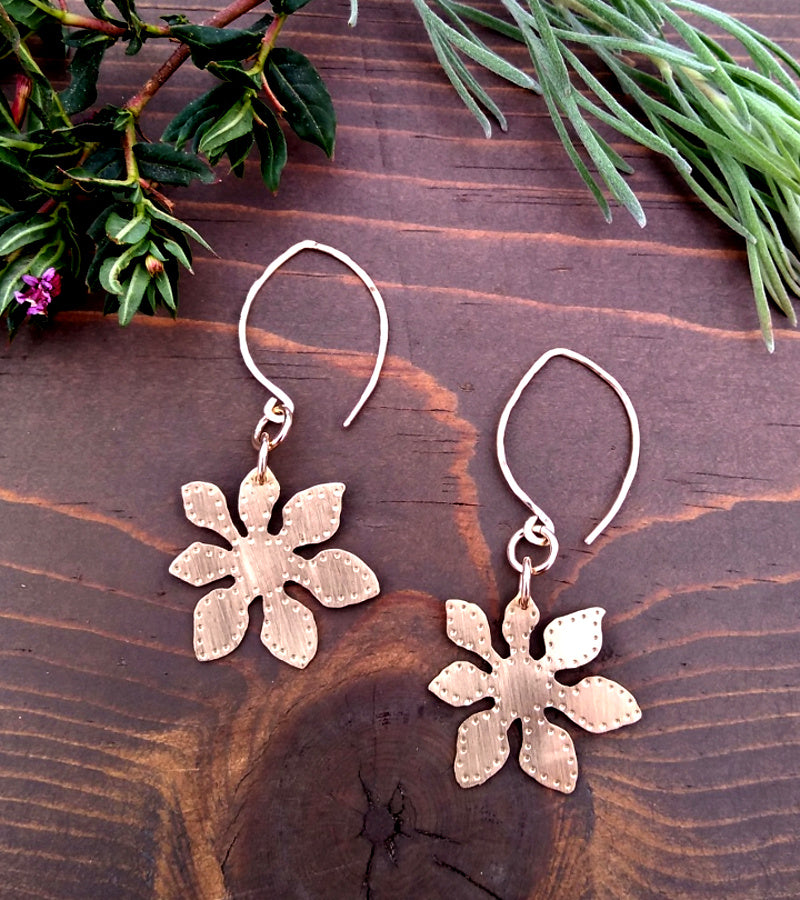 Brass Fortune Leaf Hoops