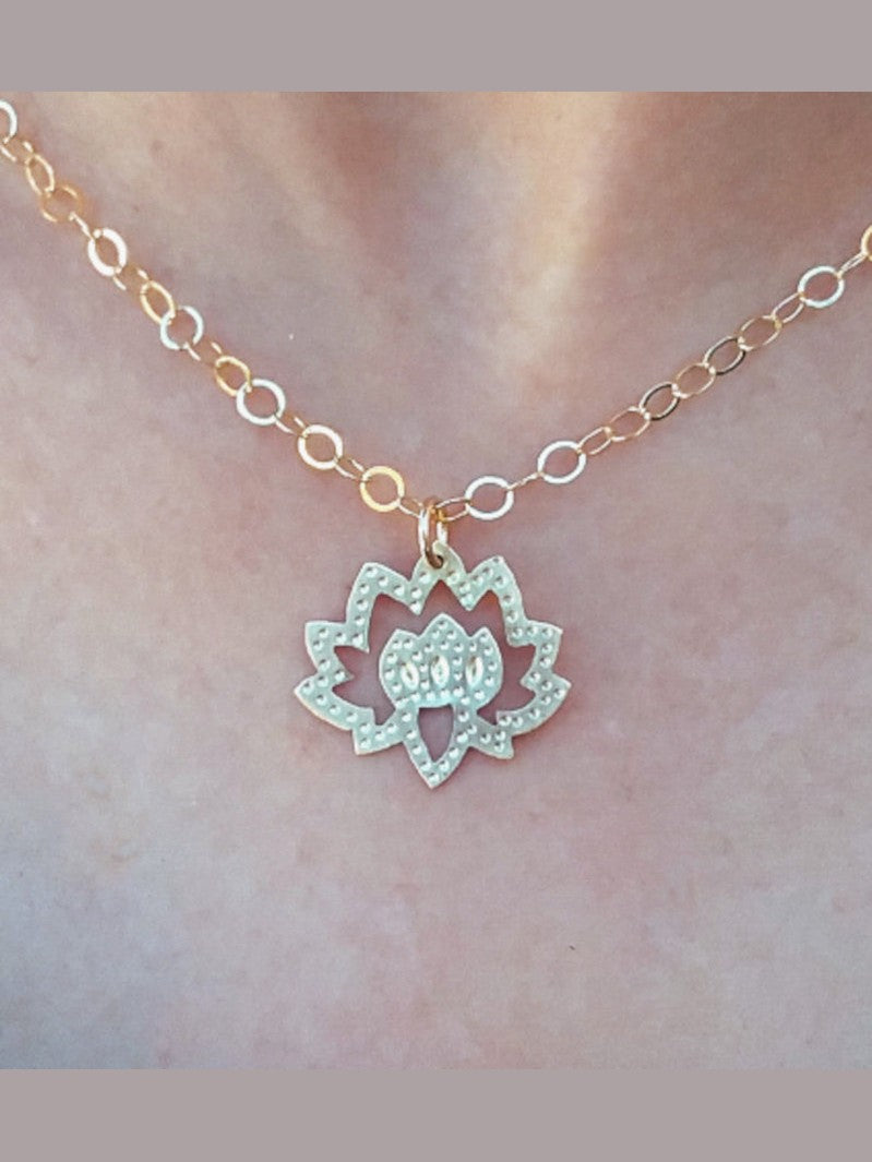 Brass Lotus Flower Pendant Necklace