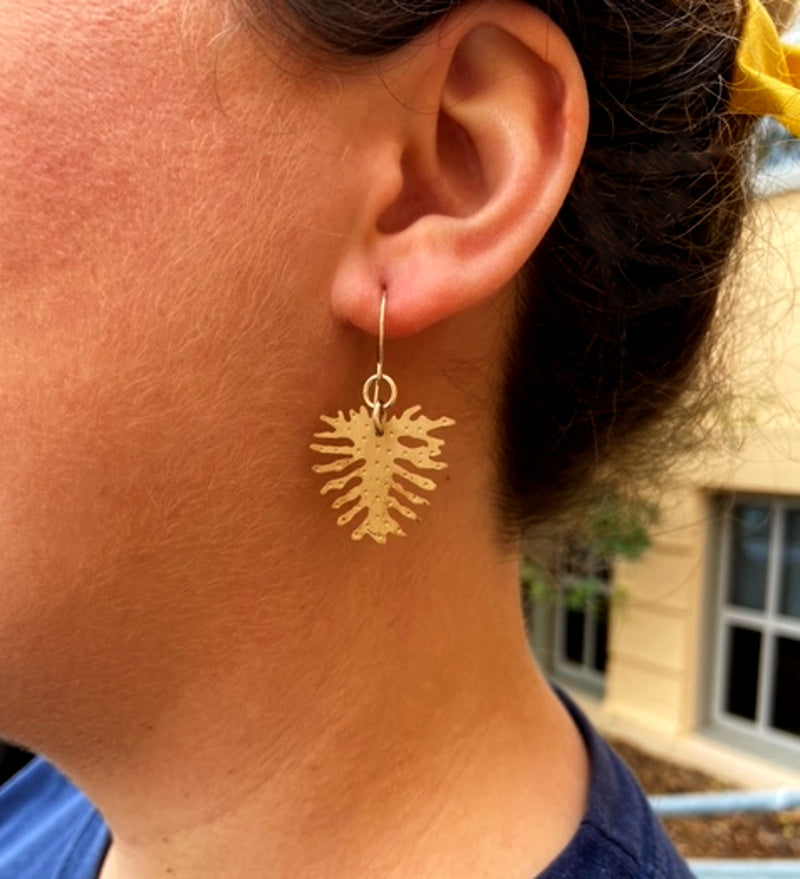 Brass Philodendron Leaf Earrings - Small