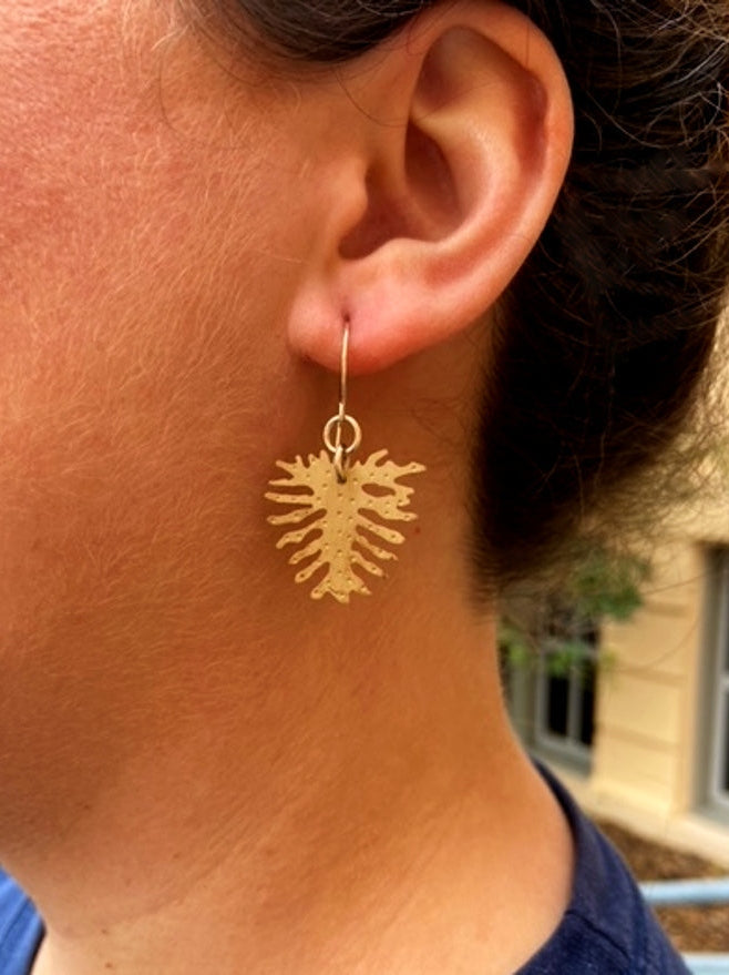 Brass Philodendron Leaf Earrings - Small