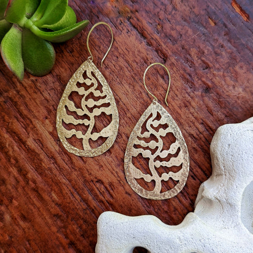 Brass Sea Kelp Statement Earrings