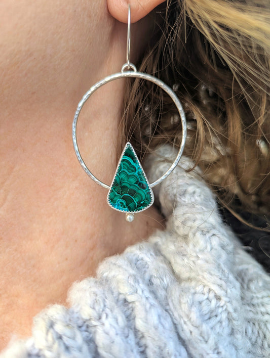 Malachite Hoop Earrings