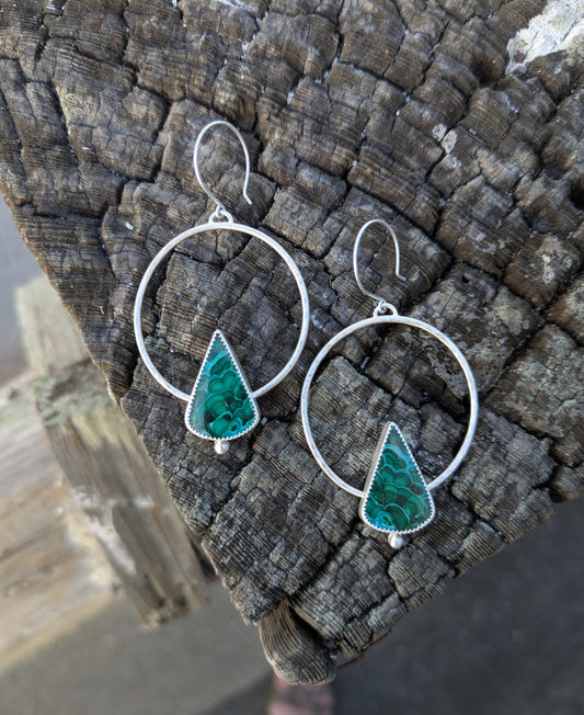 Malachite Hoop Earrings