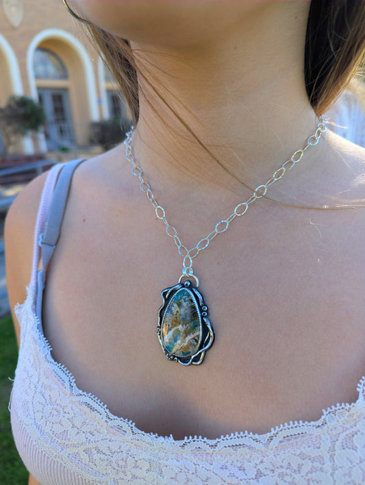 Plume Agate Sea Kelp Necklace