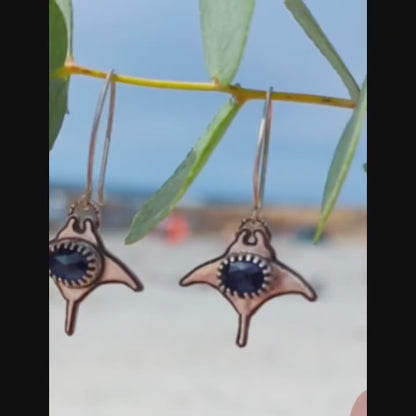Manta Ray Earrings with Kyanite