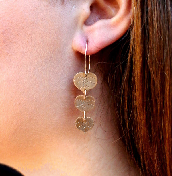 Brass Seagrape Leaf Earrings
