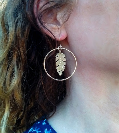 Brass Banana Leaf Hoops