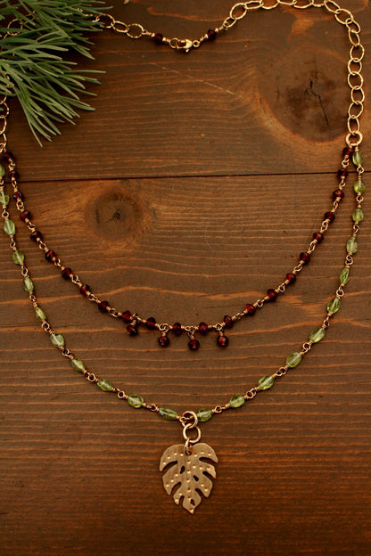 Brass Monstera Necklace