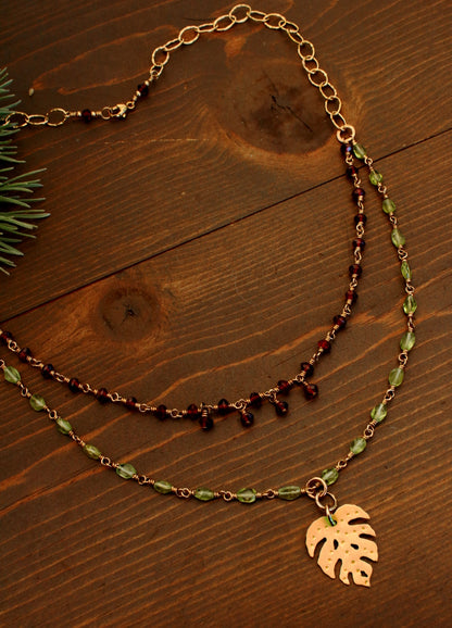 Brass Monstera Necklace