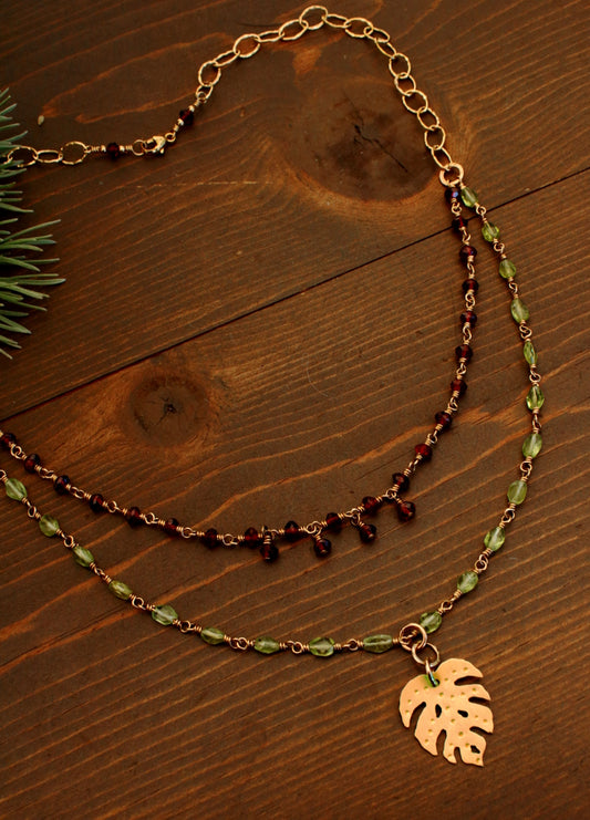 Brass Monstera Necklace
