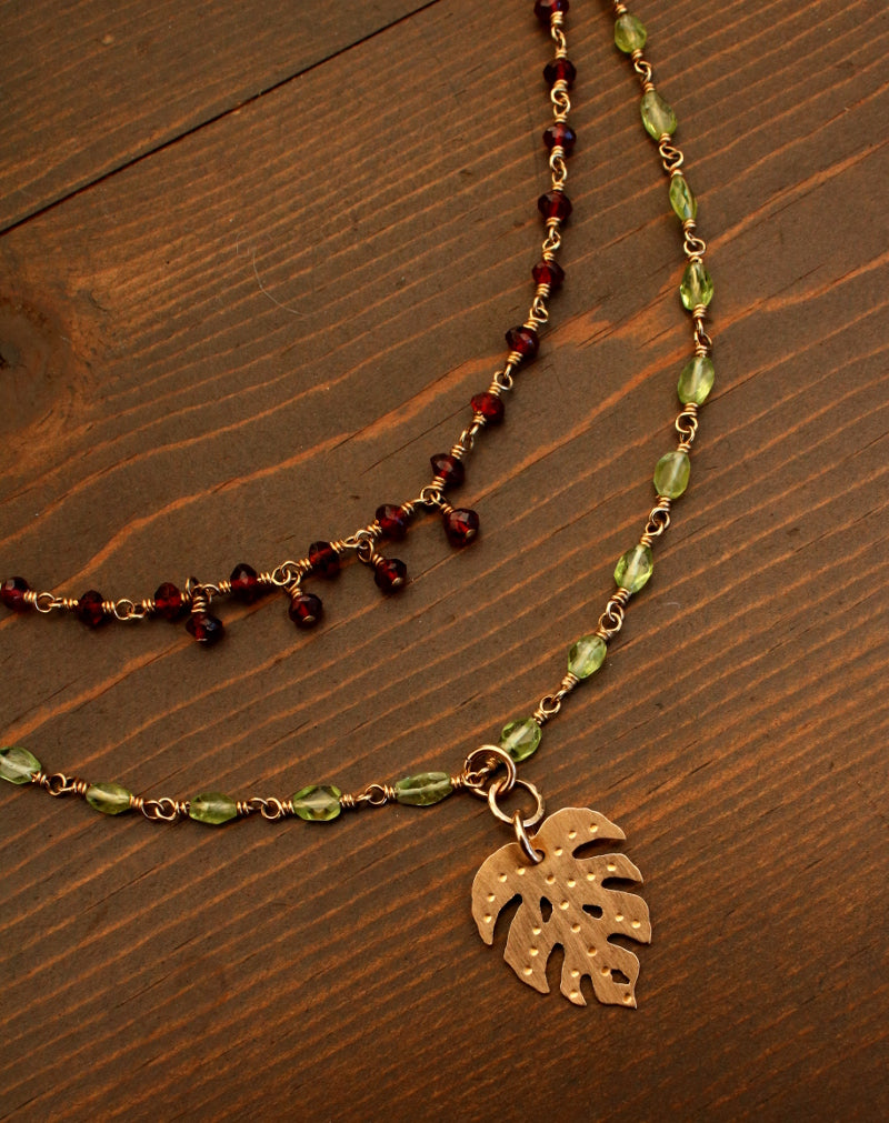 Brass Monstera Necklace