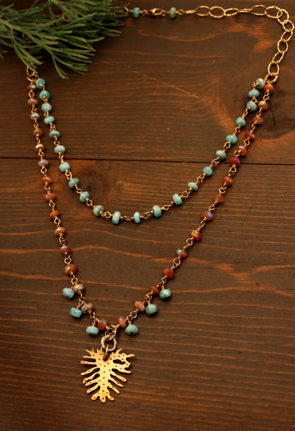 Brass Philodendron Necklace