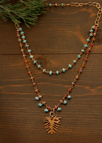 Brass Philodendron Necklace