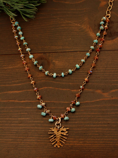 Brass Philodendron Necklace