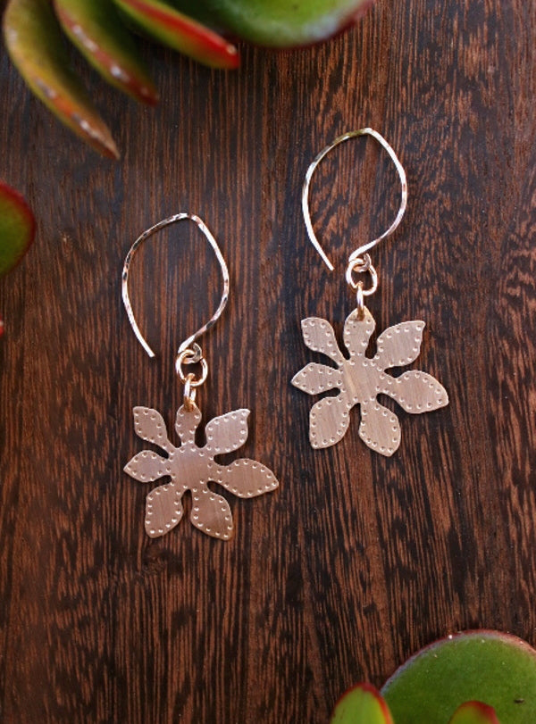 Brass Fortune Leaf Earrings - Small