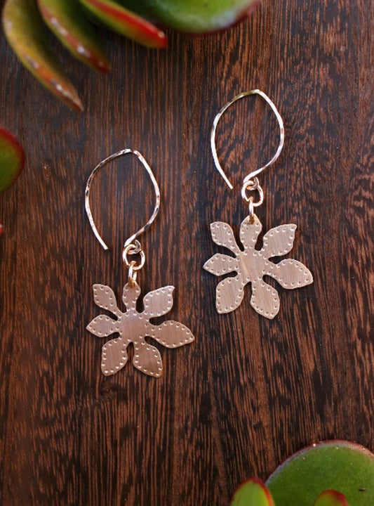 Brass Fortune Leaf Earrings - Small