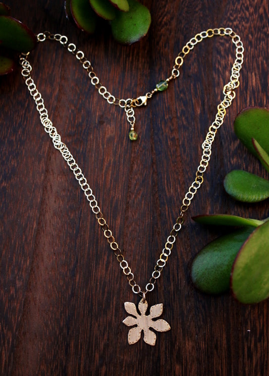 Brass Fortune Leaf Pendant Necklace