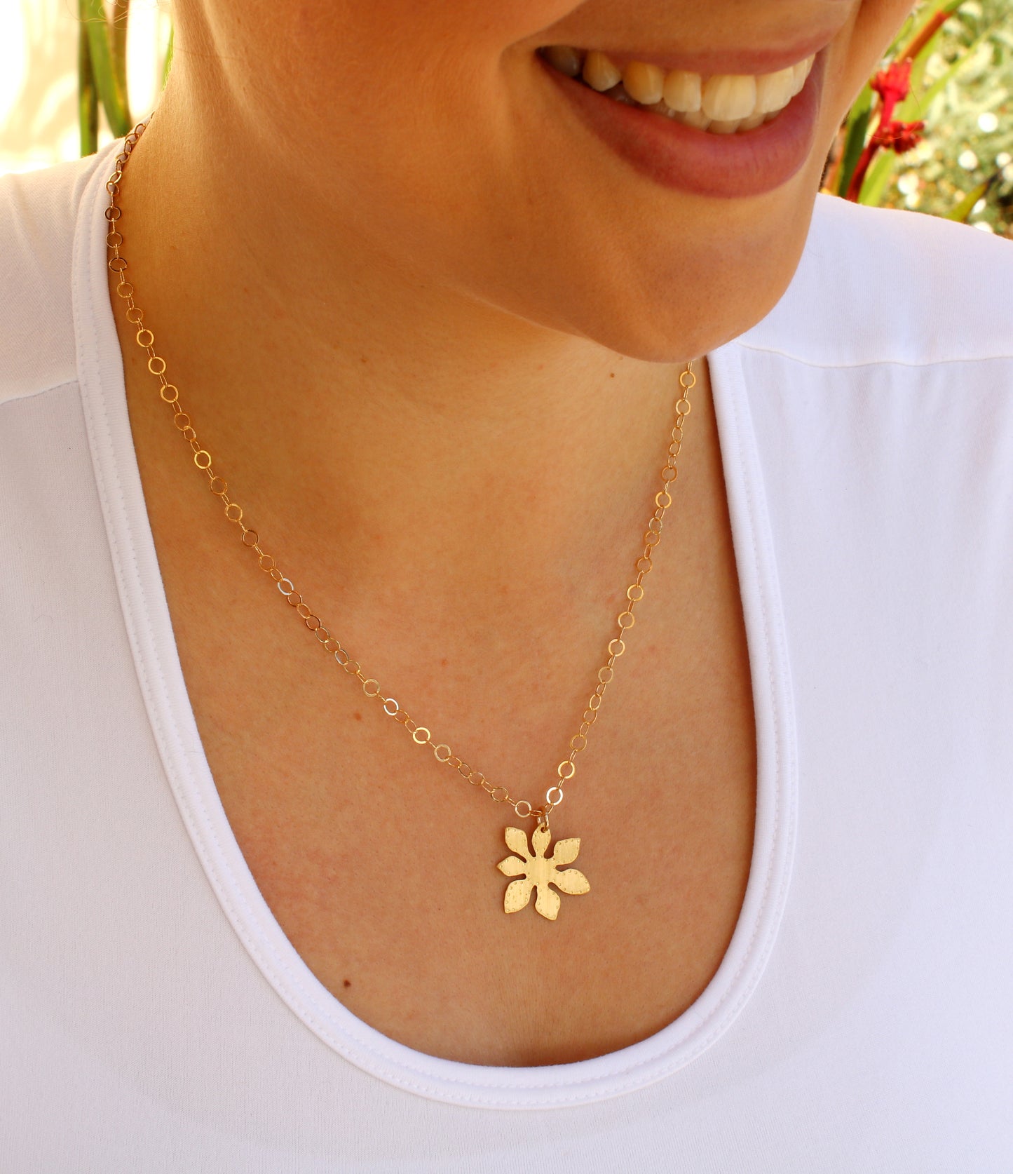 Brass Fortune Leaf Pendant Necklace