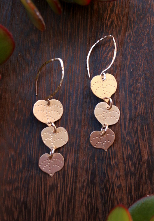 Brass Seagrape Leaf Earrings