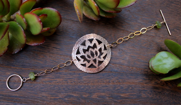 Brass Lotus Leaf Chain Bracelet