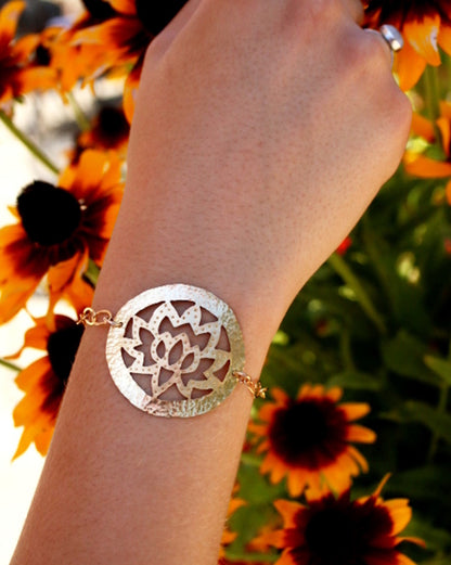 Brass Lotus Leaf Chain Bracelet