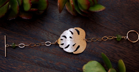 Brass Monstera Leaf Chain Bracelet