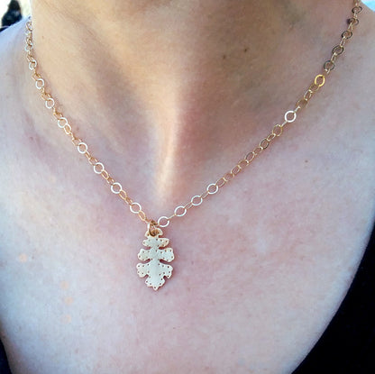 Brass Oak Leaf Pendant Necklace