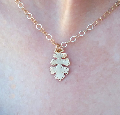 Brass Oak Leaf Pendant Necklace