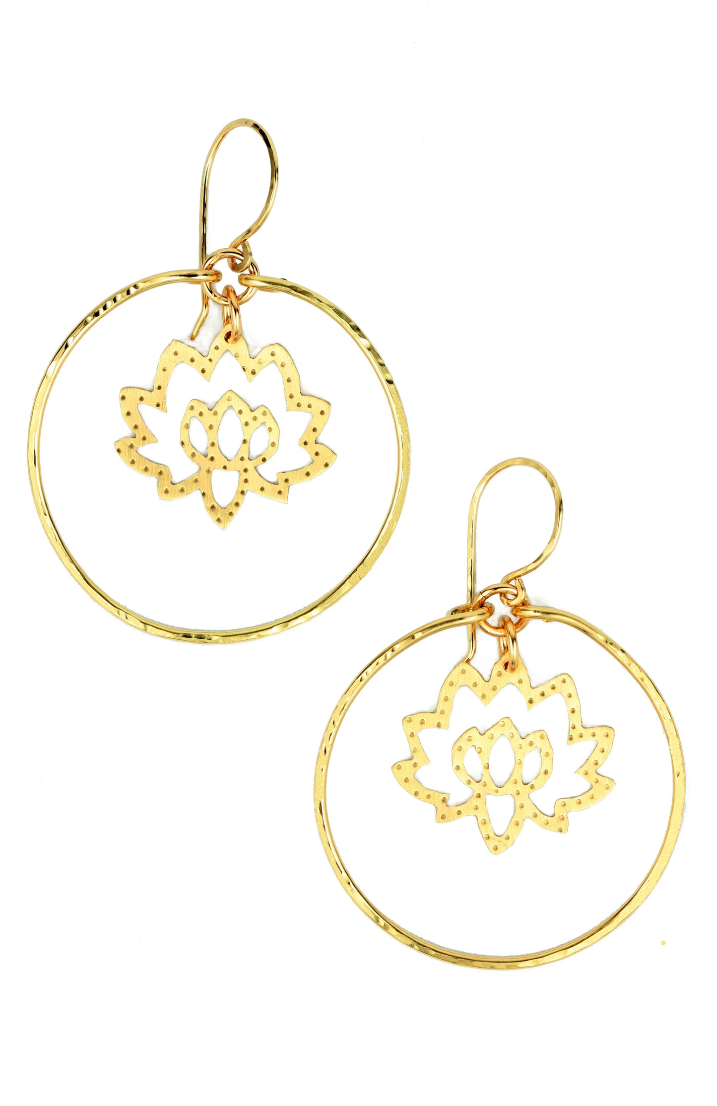 Brass Lotus Flower Hoops