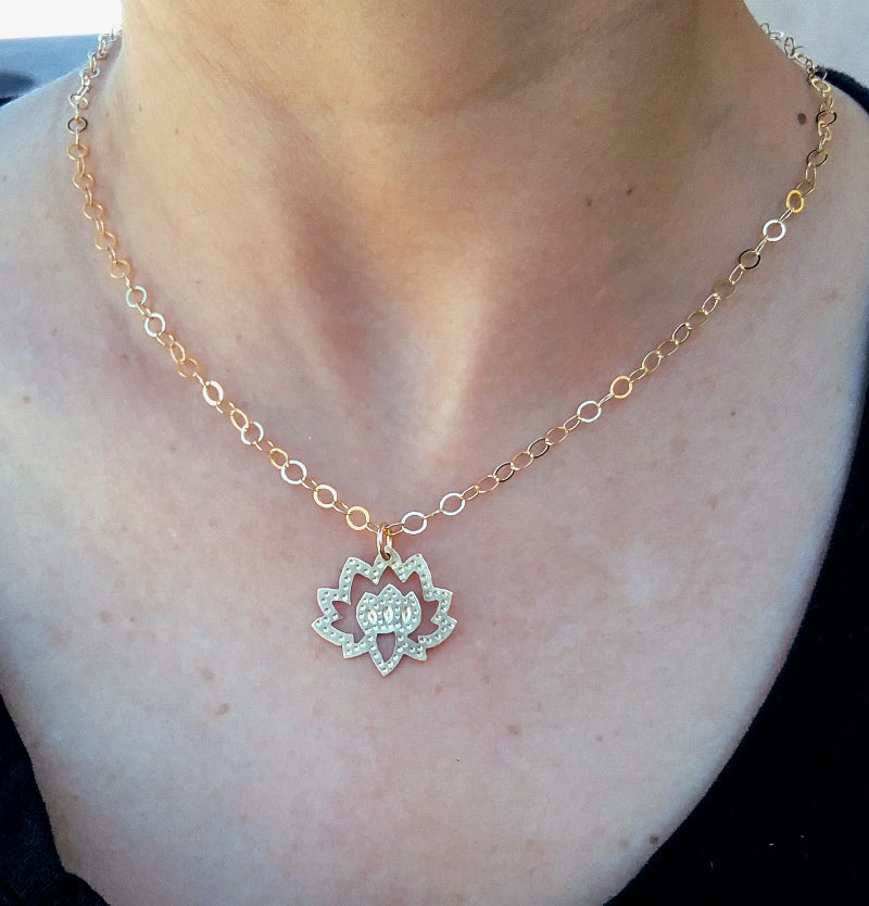 Brass Lotus Flower Pendant Necklace