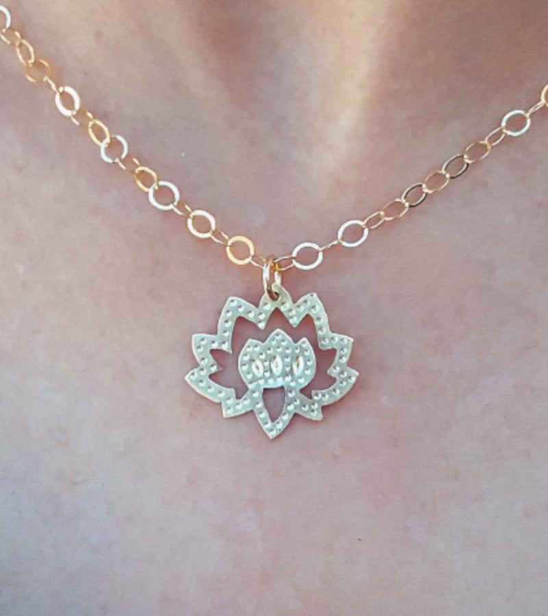 Brass Lotus Flower Pendant Necklace